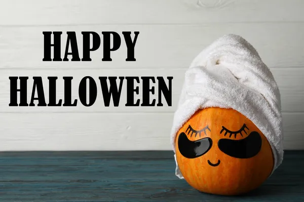 Glad Halloween Sammansättning Rustika Träbord — Stockfoto