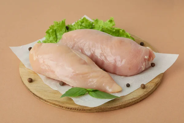 Concepto Sabrosa Comida Con Rodajas Filete Pollo Crudo Sobre Fondo — Foto de Stock