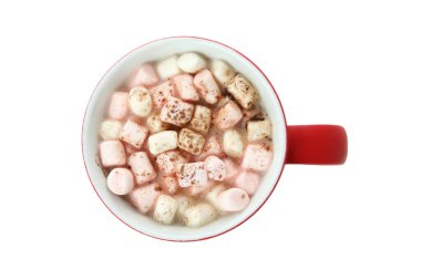 Beyaz arka planda izole edilmiş bardaktaki kakao tozu