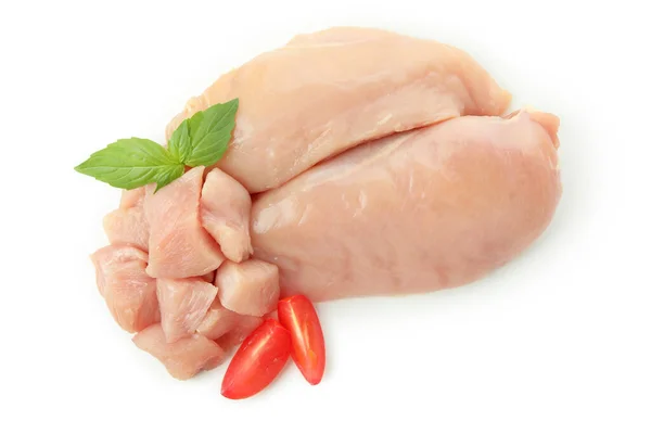 Filet Poulet Cru Isolé Sur Fond Blanc — Photo