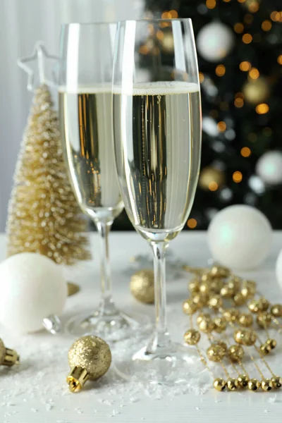 Begreppet Nyårsfirande Med Glas Champagne — Stockfoto
