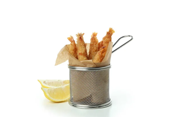 Deep Fried Shrimp Deep Fryer Isolated White Background — Stock Photo, Image