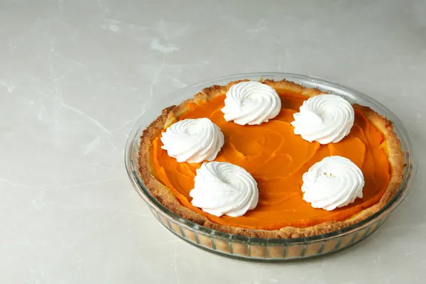 Pumpkin Pie Dish Gray Background — Stock Photo, Image