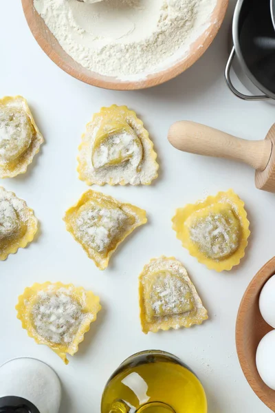 Concept Cooking Ravioli White Background — Stock Photo, Image