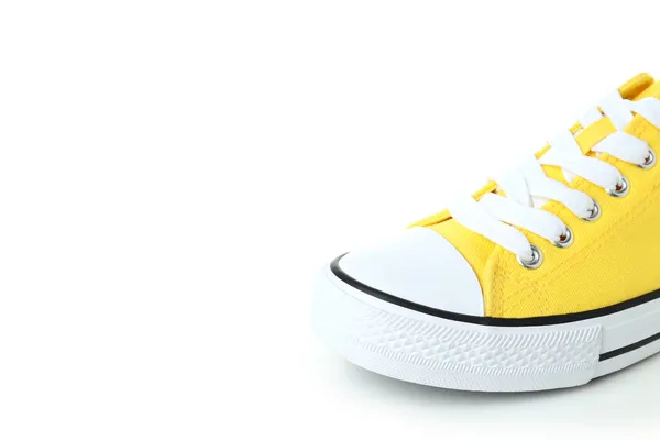 Par Zapatillas Amarillas Aisladas Sobre Fondo Blanco — Foto de Stock