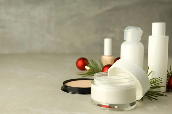 Composition Winter Cosmetic Products Space Text — Stock Photo, Image