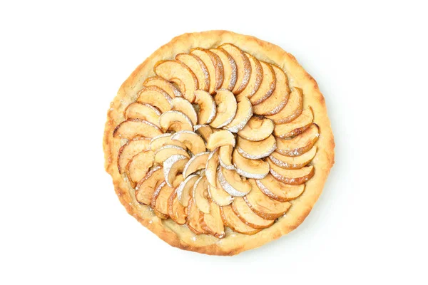 Tarte Aux Pommes Tranchée Isolée Sur Fond Blanc — Photo