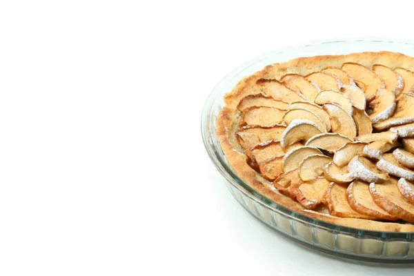Яблочный Пирог Блюде Изолированы Белом Фоне — стоковое фото