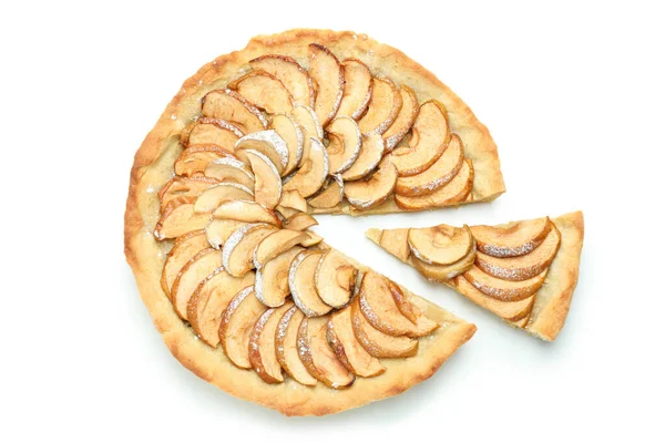 Apfelkuchen Scheiben Auf Weißem Hintergrund — Stockfoto