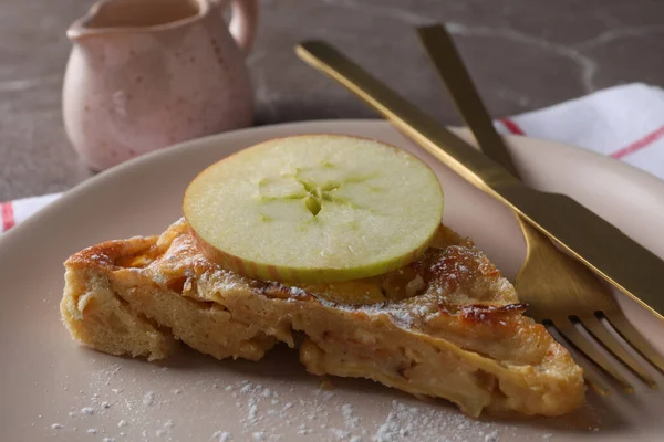 Concept Aliments Savoureux Avec Tarte Aux Pommes Sur Fond Texturé — Photo