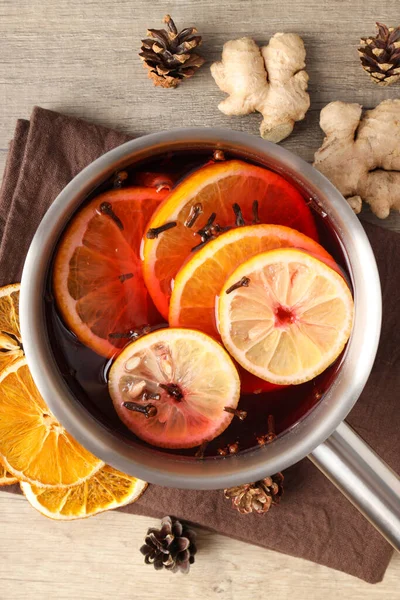 Concept Van Het Koken Van Glühwein Close — Stockfoto