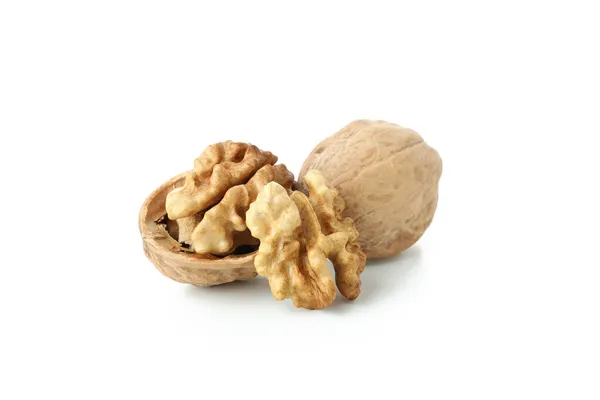 Nueces Aisladas Sobre Fondo Blanco Cerca — Foto de Stock