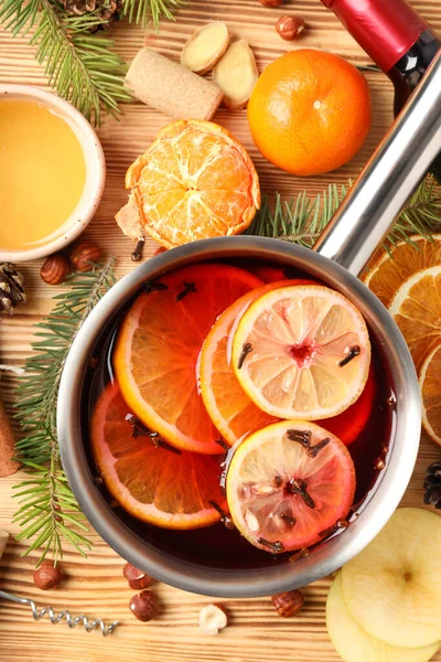 Concept Cooking Mulled Wine Close — Stock Photo, Image