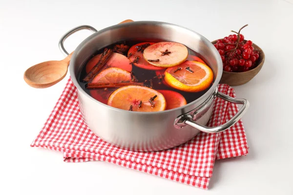 Concept Cooking Mulled Wine White Background — Stock Photo, Image