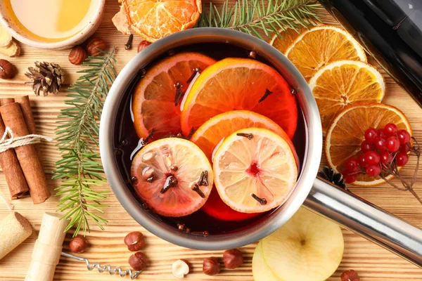 Concept Van Het Koken Van Glühwein Close — Stockfoto