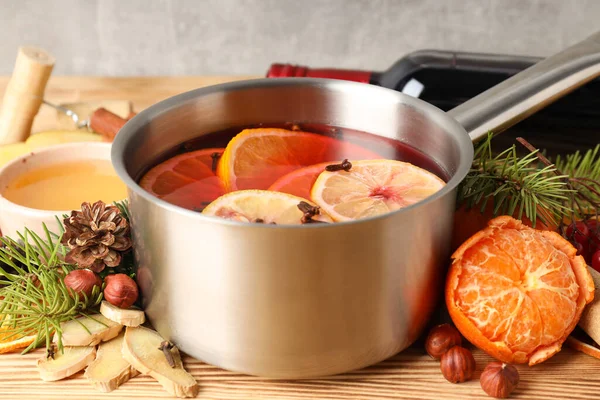 Concept Cooking Mulled Wine Close — Stock Photo, Image