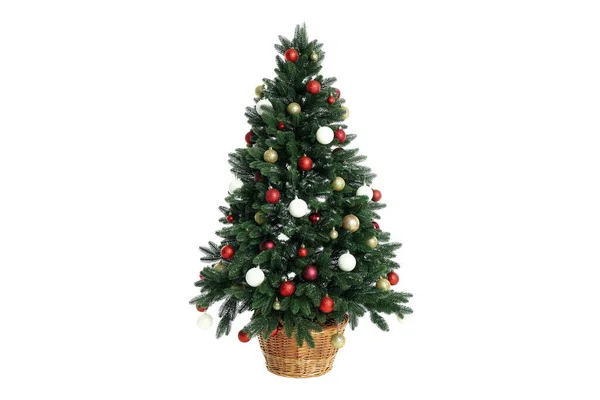 Komposition Mit Weihnachtsbaum Isoliert Auf Weißem Hintergrund — Stockfoto