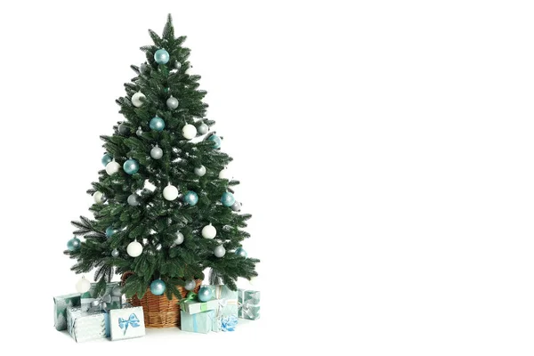 Composition Christmas Tree Gifts Isolated White Background — Stock Photo, Image