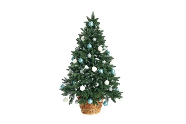 Samenstelling Met Kerstboom Geïsoleerd Witte Achtergrond — Stockfoto