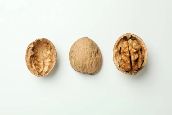 Walnuts Nutshell White Background Close — Stock Photo, Image