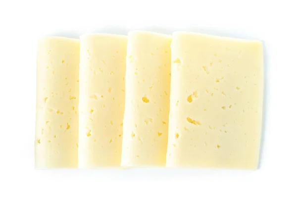 Κόβει Σκληρό Τυρί Απομονωμένο Λευκό Φόντο — Φωτογραφία Αρχείου