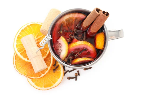 Concept Cooking Mulled Wine Isolated White Background — Stock Photo, Image