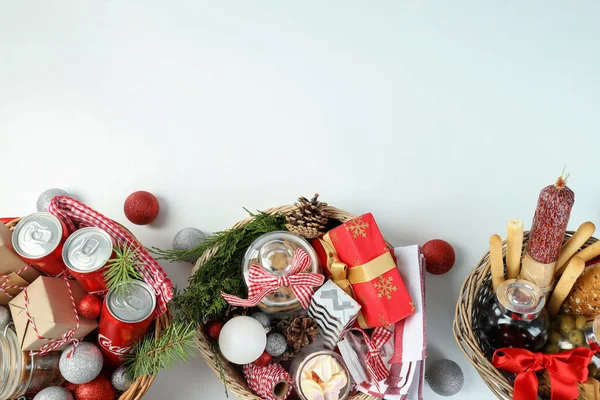 Odessa Ukraine November 2021 Concept Gift Christmas Basket White Background — Stock Photo, Image