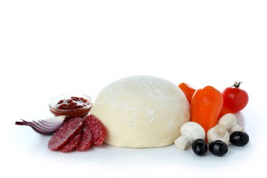 Beyaz arka planda izole edilmiş pizza pişirme kavramı