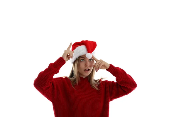 Attraktive Mädchen Isoliert Auf Weißem Hintergrund Weihnachtskonzept — Stockfoto