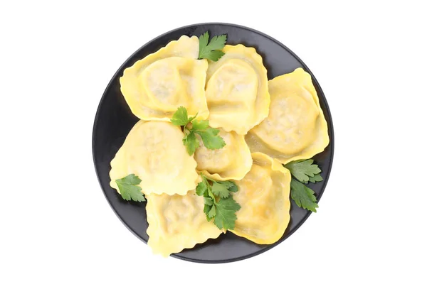 Plate Delicious Ravioli Isolated White Background Stock Picture