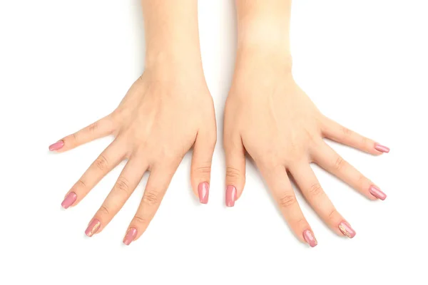 Belas Mãos Femininas Isoladas Fundo Branco — Fotografia de Stock