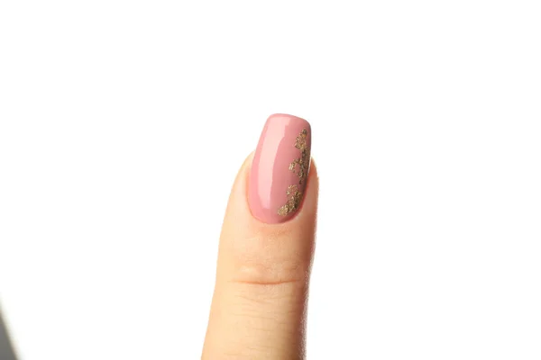 Dedo Feminino Com Manicure Isolado Fundo Branco — Fotografia de Stock
