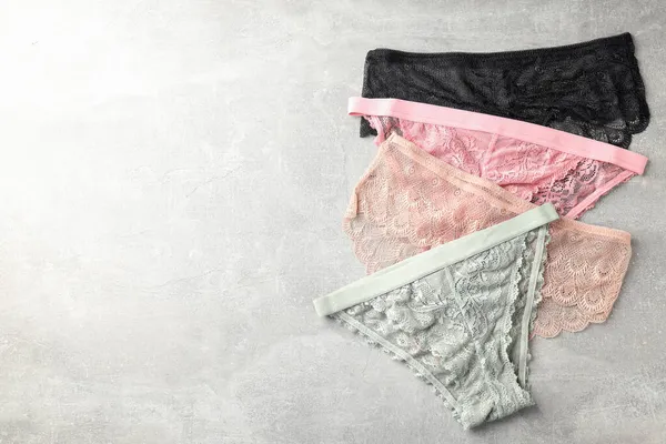 Beautiful Womens Panties Gray Textured Background — Stock Photo, Image