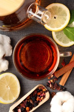 Çay ile sıcak içecek kavramı, yakın çekim.