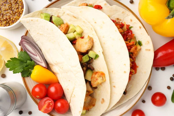 Concepto Comida Sabrosa Con Taco Cerca — Foto de Stock