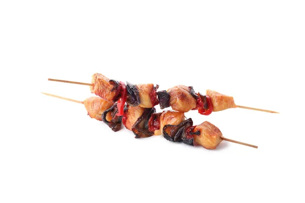 Tasty Chicken Shashlik Isolated White Background — Stock Photo, Image