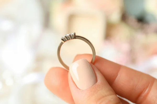 Concept Wedding Accessories Wedding Ring Close — Stock Photo, Image