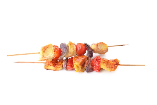 Tasty Chicken Shashlik Isolated White Background — Stock Photo, Image