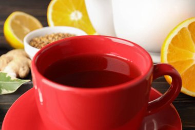 Çay ile sıcak içecek kavramı, yakın çekim.