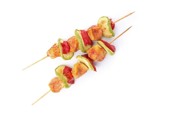 Gustoso Pollo Shashlik Isolato Sfondo Bianco — Foto Stock