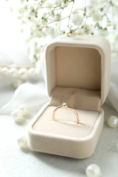 Concept Wedding Accessories Wedding Ring Close — Stock Photo, Image