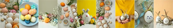 Koláž Velikonočních Skladeb Různé Úhly Zázemí — Stock fotografie