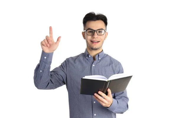 Cara Atraente Camisa Isolado Fundo Branco — Fotografia de Stock