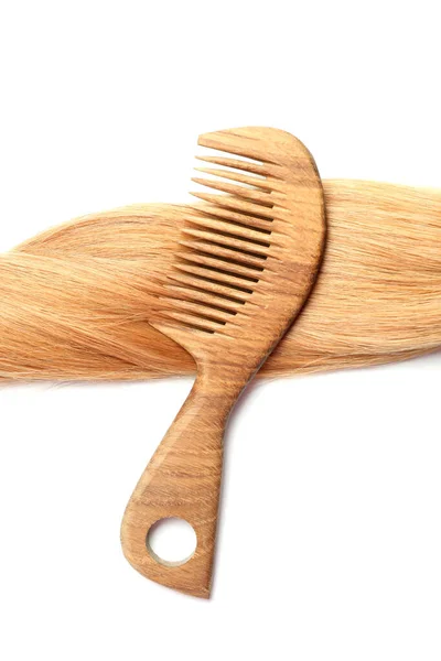 Female Hair Hairbrush Isolated White Background — 图库照片