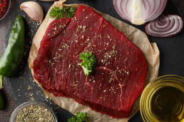 Çiğ biftekle pişirme kavramı.