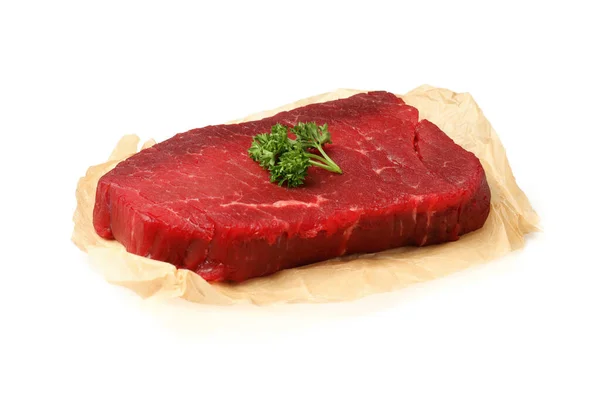 Tasty Raw Steak Isolated White Background — Fotografia de Stock