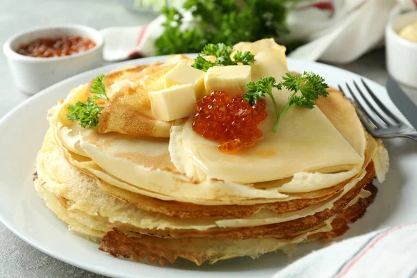 Concept Nourriture Savoureuse Avec Des Crêpes Gros Plan — Photo