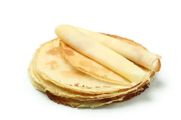 Crêpes Oder Dünne Pfannkuchen Isoliert Auf Weißem Hintergrund — Stockfoto