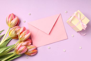 Eight march concept on violet background, top view