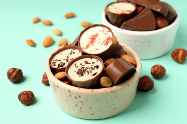 Nane arkaplanda çikolatalı şeker kavramı